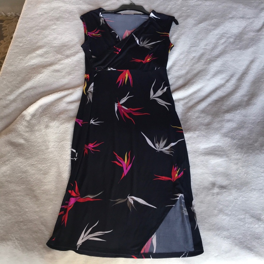 Elie Tahari Navy Blue Bird of Paradise Dress